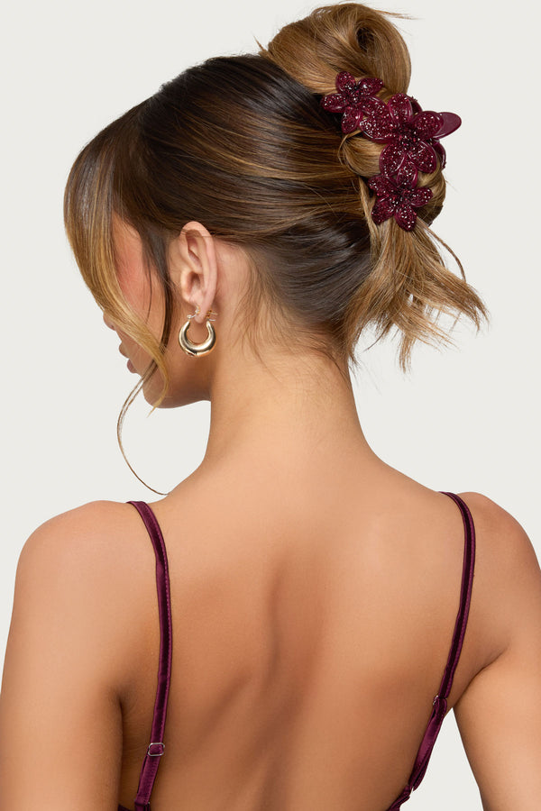 Faux Crystal Flower Hair Clip view 1