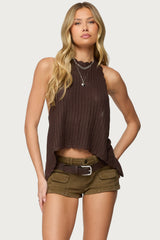 Ivey Backless Crochet Halter Top