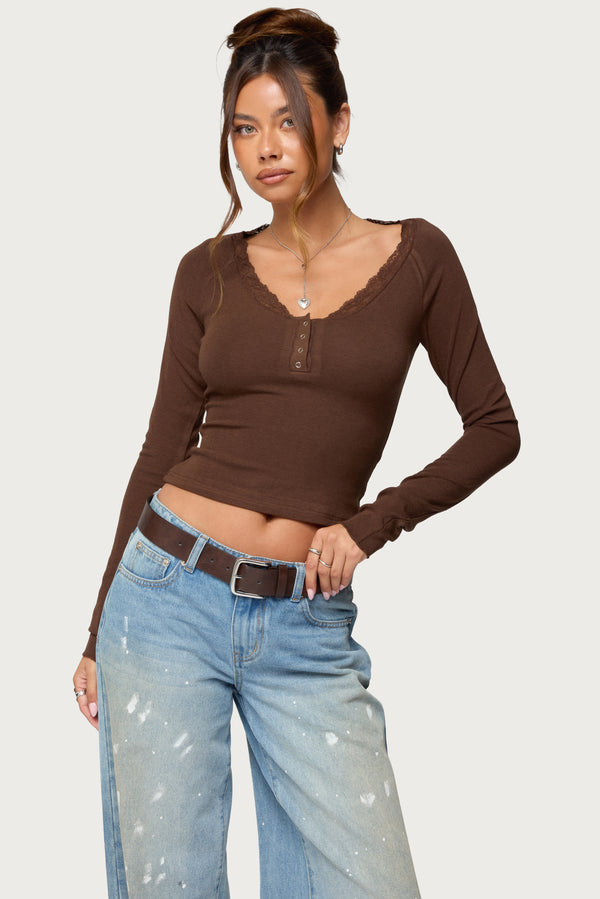 Shanah Lacey Henley Top view 1