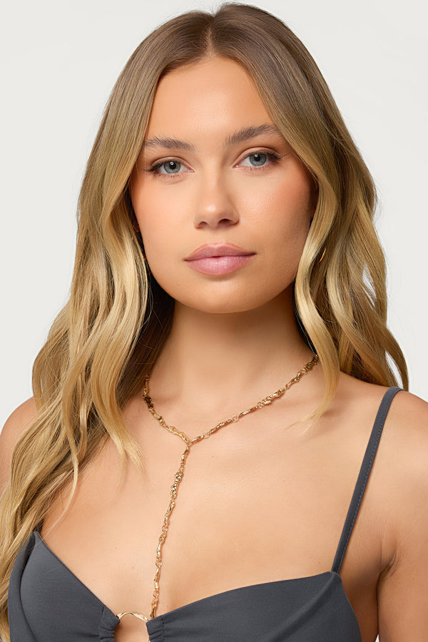 Textured Cascading Chain Necklace view 1