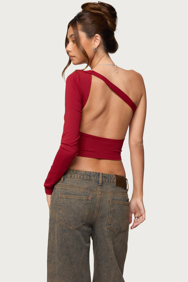 Mila Asymmetric Backless One Shoulder Top view 1