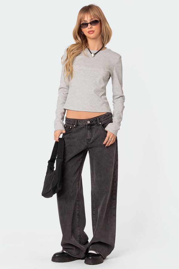 Marny Long Sleeve Waffle Top view 2