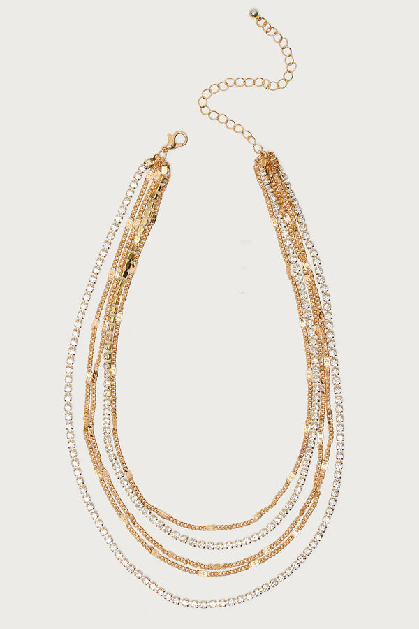 Layered Rhinestone Chain Necklace view 2