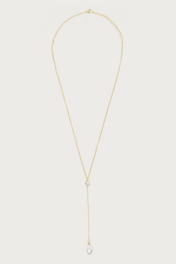 Cascading Pearly Rhinestone Necklace view 2