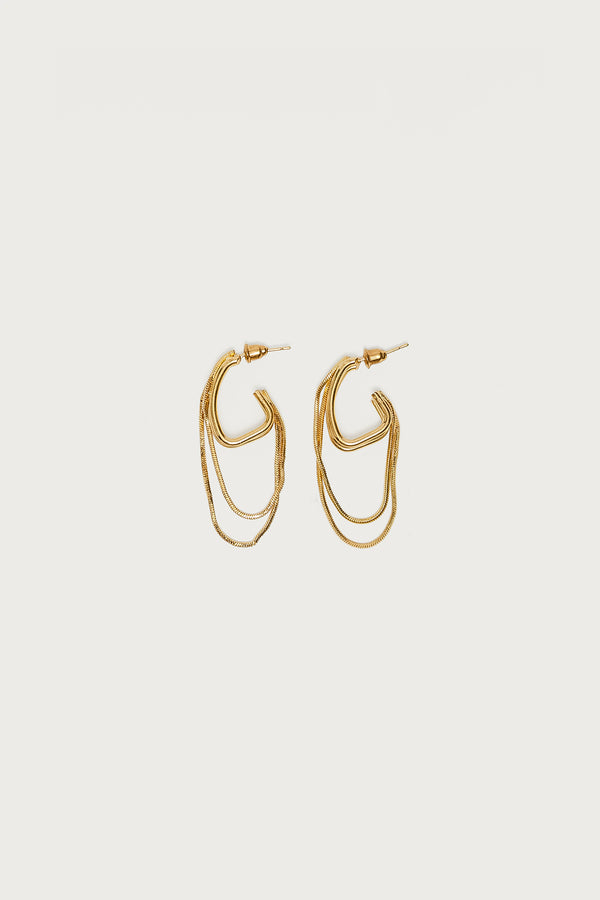 Dangling Chain Hoop Earrings view 2