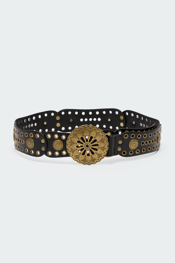 Scalloped Circle Faux Leather Belt view 2