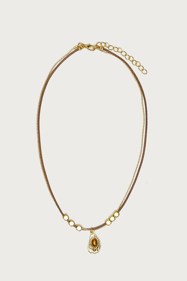 Oval Stone Pendant Cord Necklace view 2