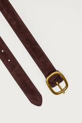 Oval Buckle Faux Suede Belt