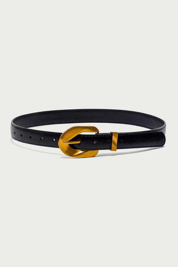 All Buckled Faux Leather Belt view 2