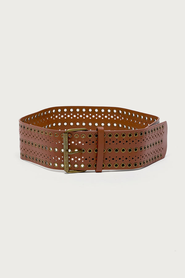 Western Grommet Faux Leather Belt view 2