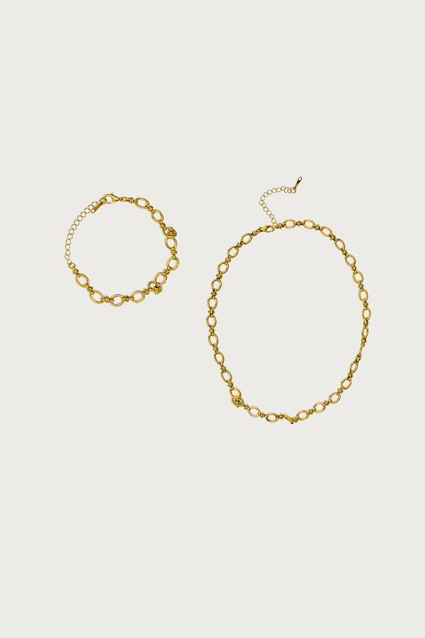 Oval Chain Necklace & Bracelet Set view 2