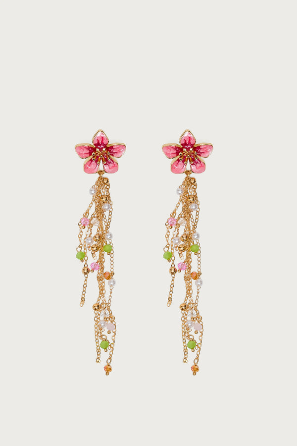 Flower Beaded Dangle Earrings view 2