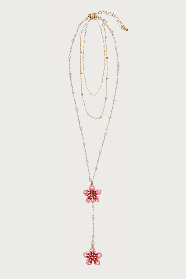 Flower & Pearly Cascading Necklace view 2