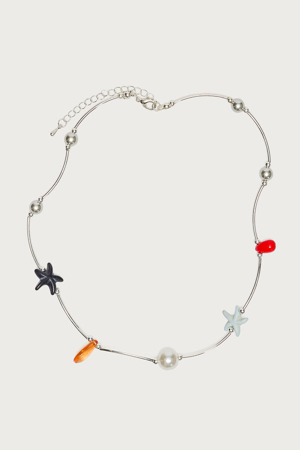 Stone & Pearl Charm Necklace view 2