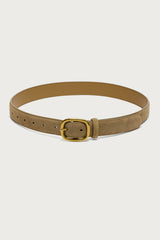 Oval Buckle Faux Suede Belt