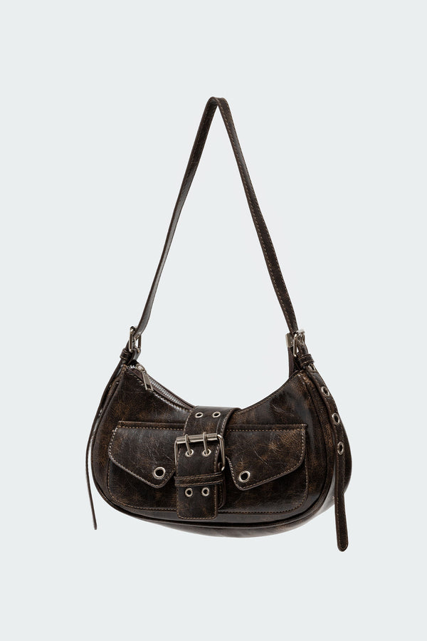 Washed Faux Leather Buckle Bag view 2