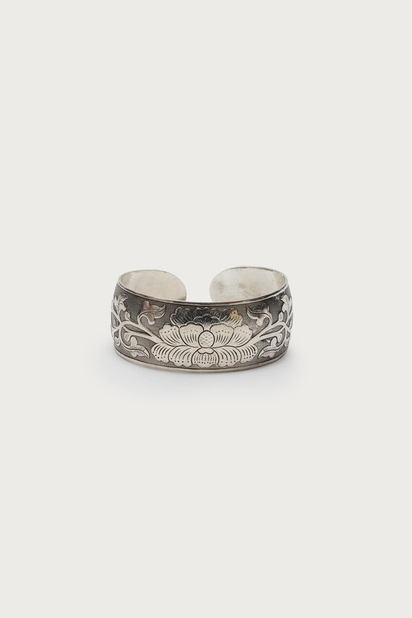 Engraved Floral Bangle Bracelet view 2