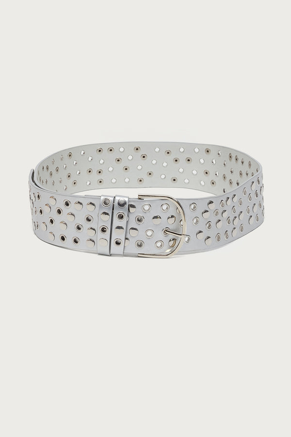 Studded Grommet Faux Leather Belt view 2