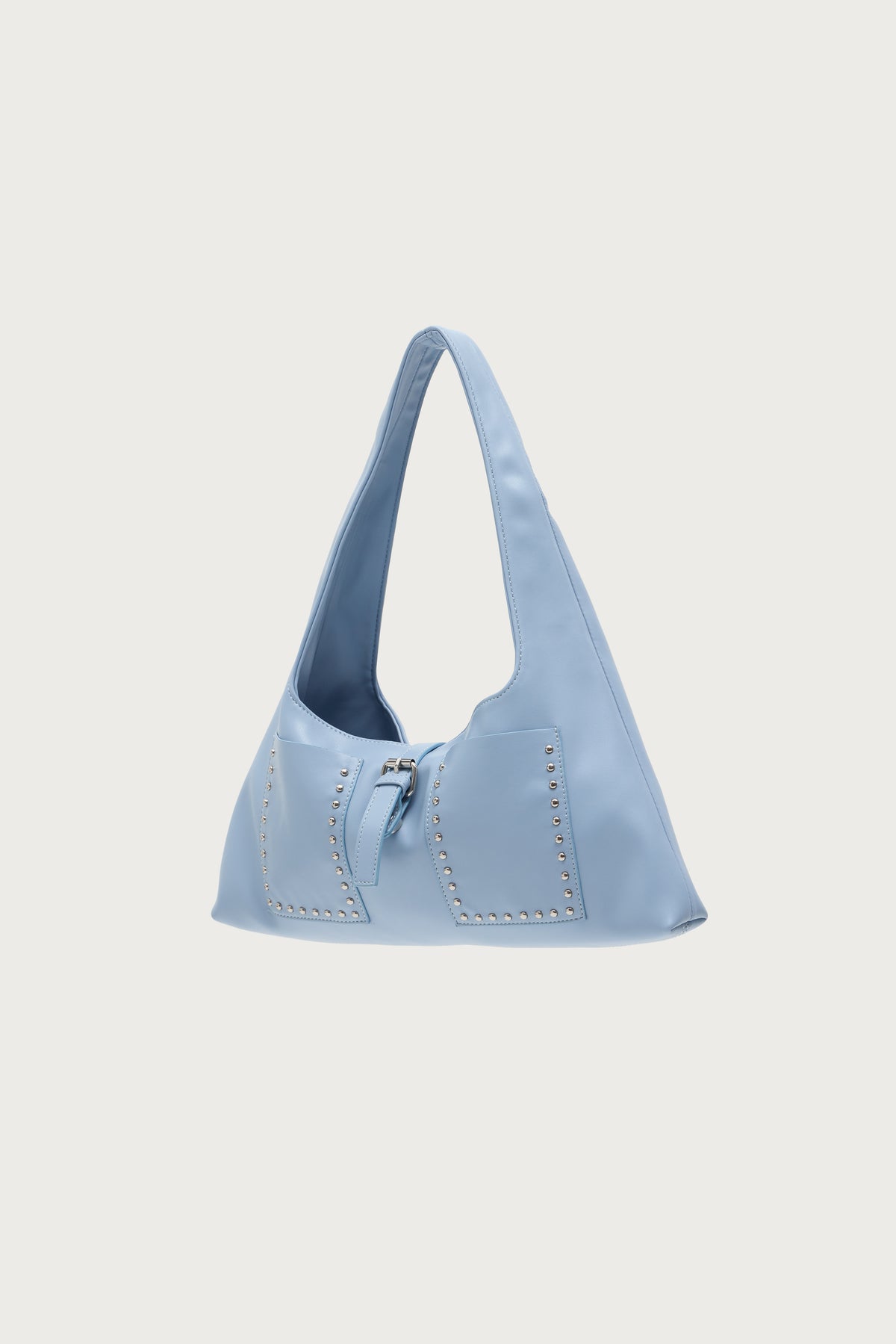 Edgy Studded Faux Leather Shoulder Bag
