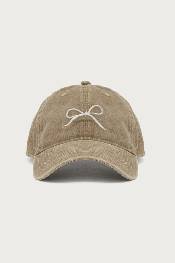 Embroidered Bow Washed Baseball Cap view 1