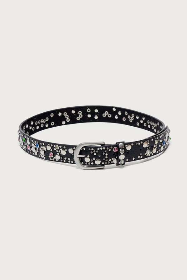 Rhinestone Studded Faux Leather Belt view 2