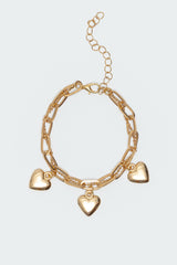 Triple Heart Charm Bracelet