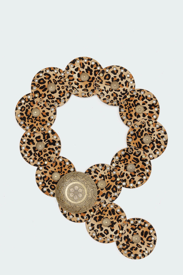 Leopard Faux Leather Western Disc Belt view 2