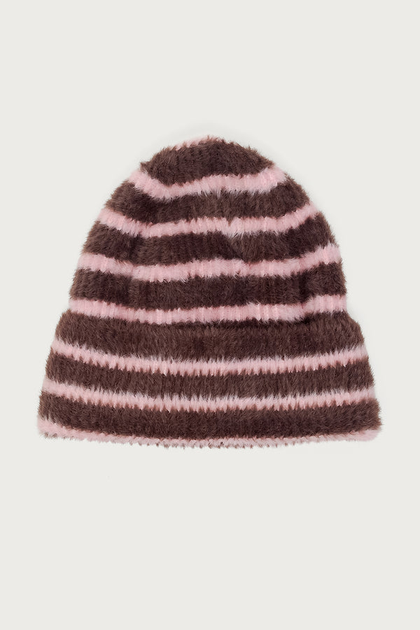 Striped Fuzzy Knit Beanie view 2
