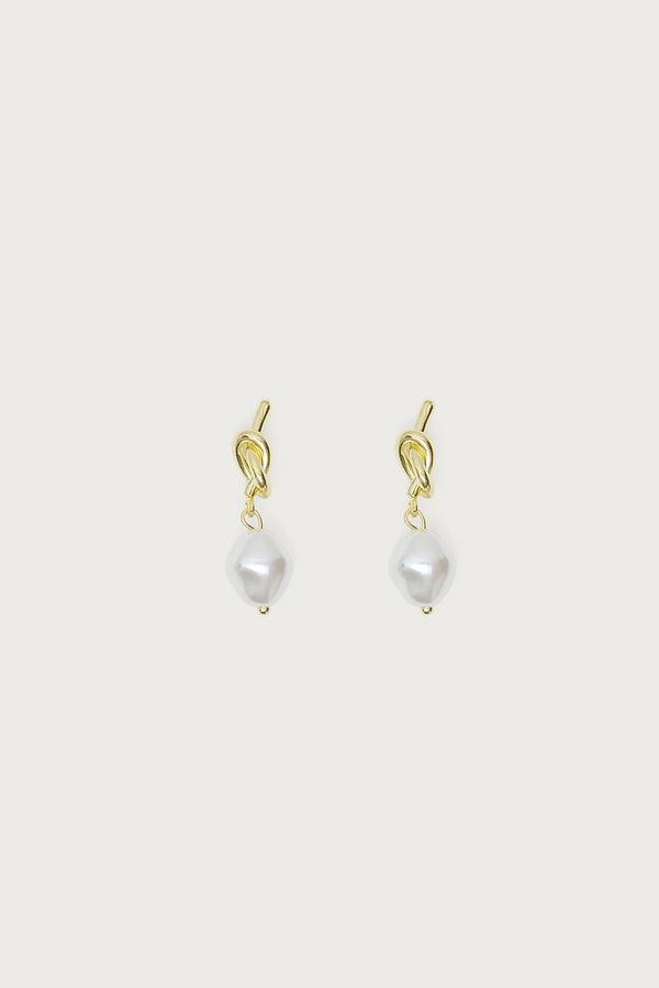 Knotted Pearl Charm Earrings view 2
