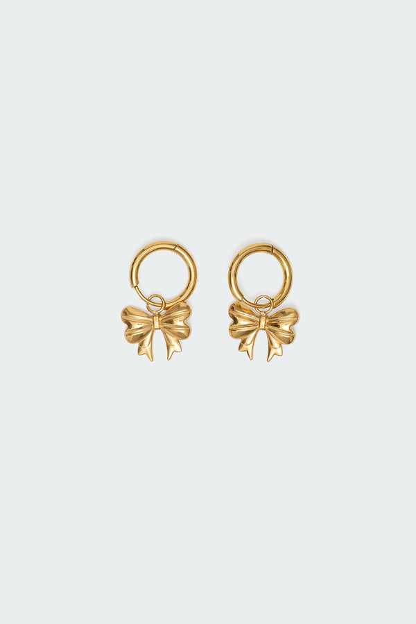Bow Charm Hoop Earrings view 2