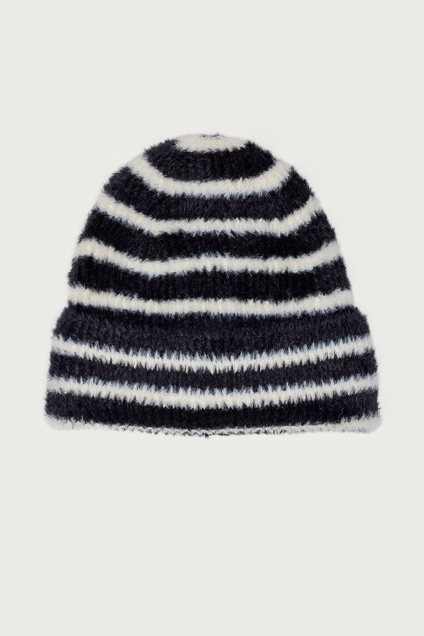 Striped Fuzzy Knit Beanie view 2