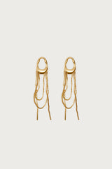 Abstract Dangling Chain Stud Earrings