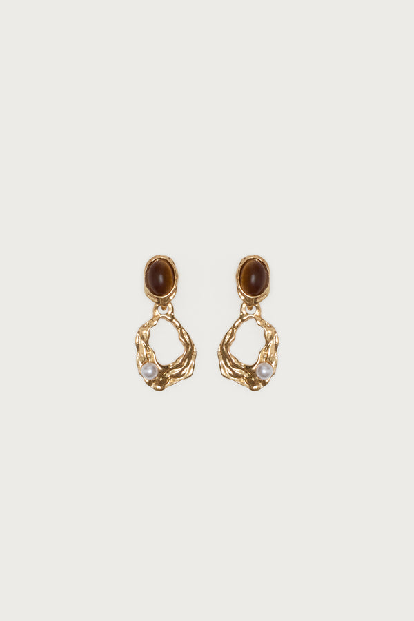 Faux Tiger Eye Abstract Earrings view 2