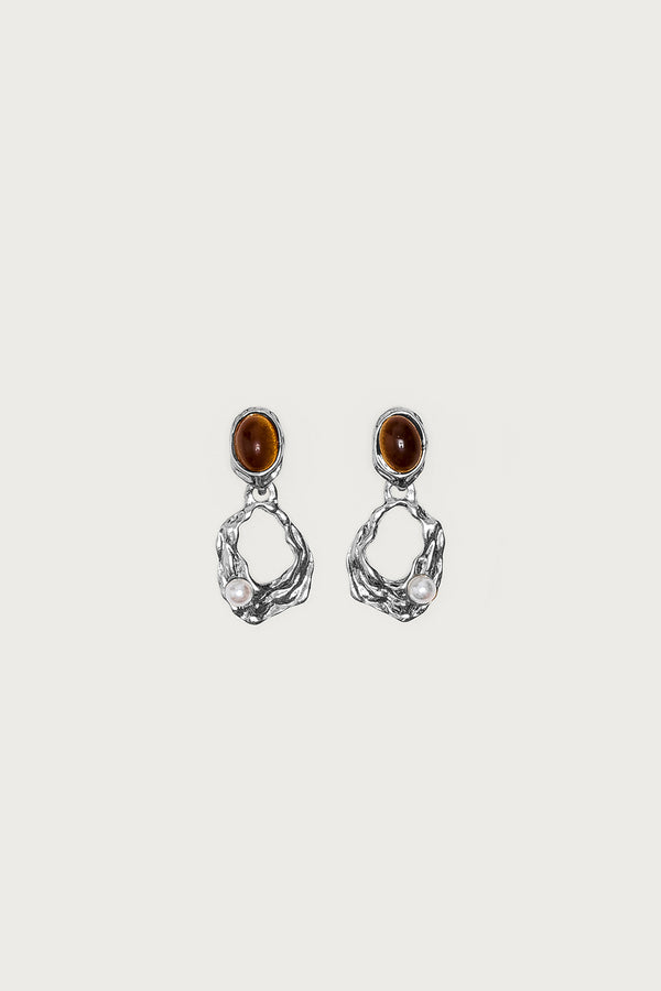 Faux Tiger Eye Abstract Earrings view 2