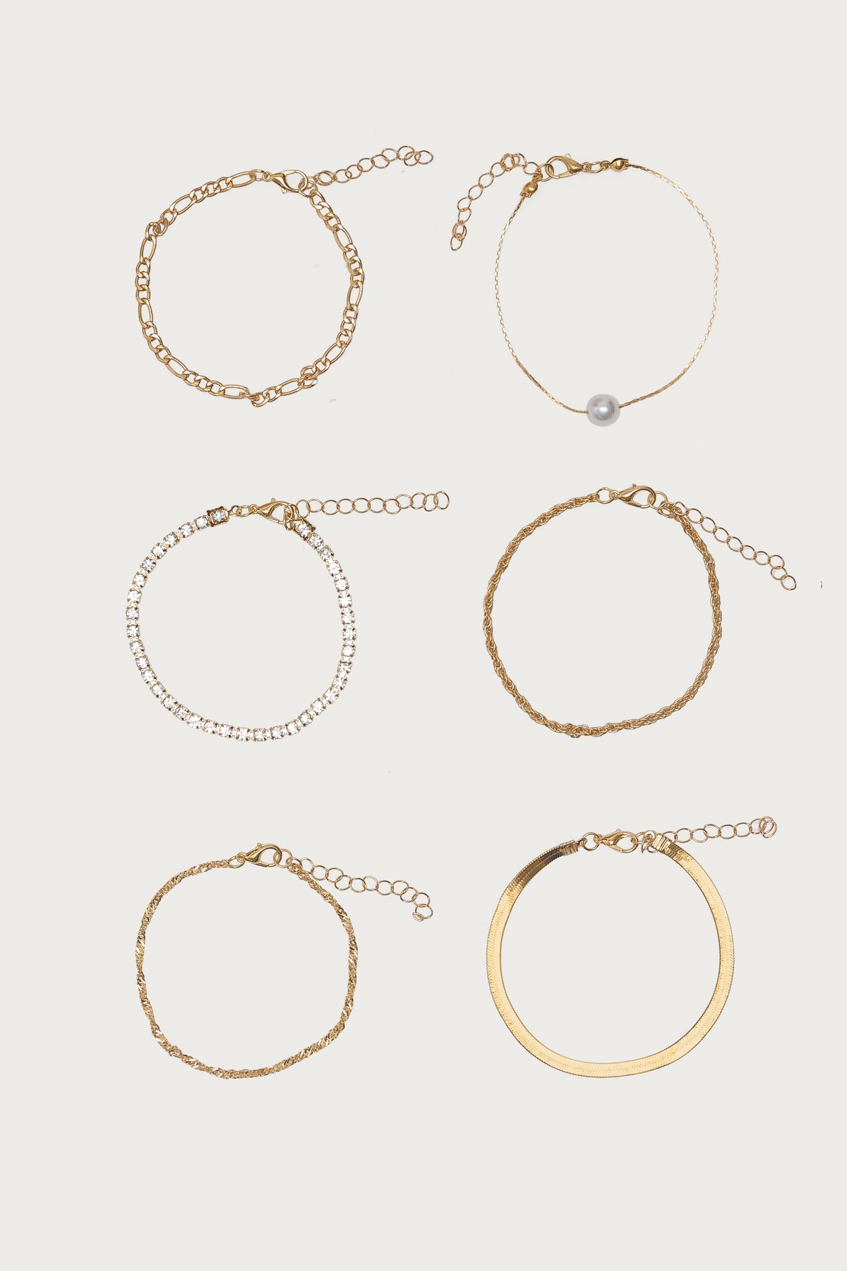 Faux Diamond & Pearl Chain Bracelet Pack