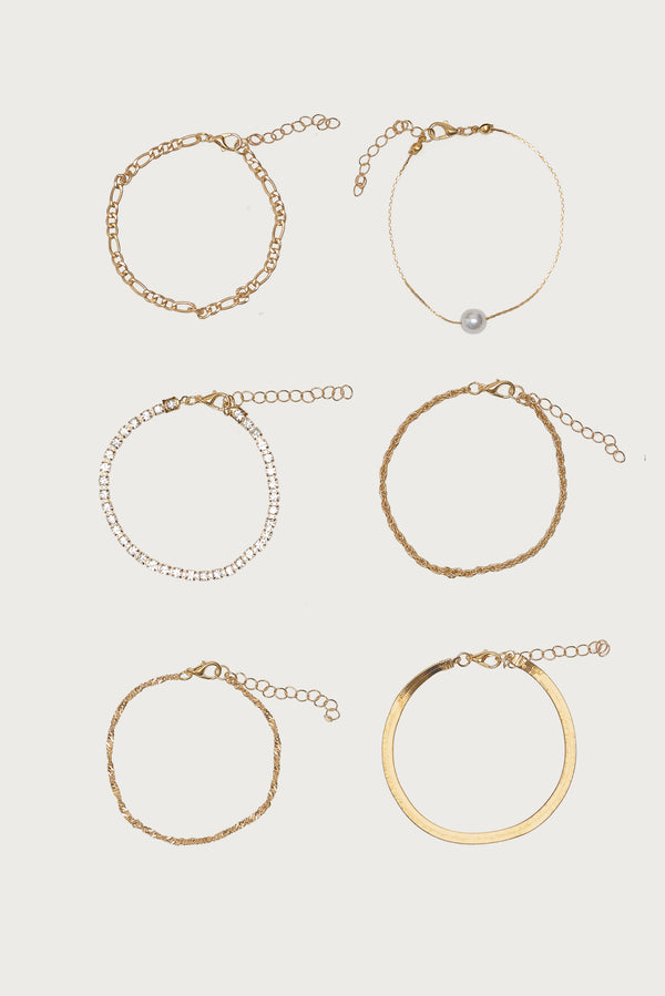 Faux Diamond & Pearl Chain Bracelet Pack view 2