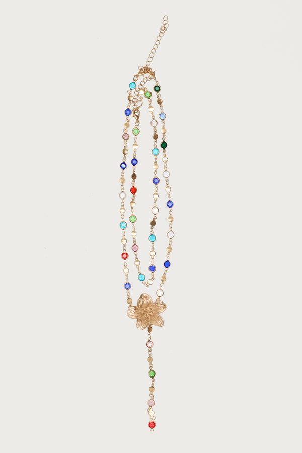 Flower Cascading Gemstone Necklace Set view 2