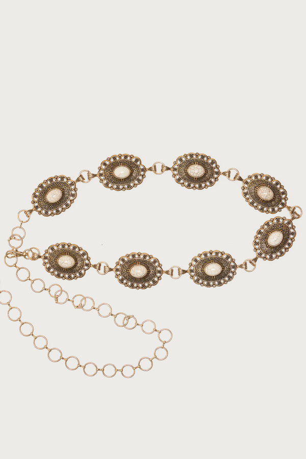 Stone Oval Pendant Chain Belt view 2