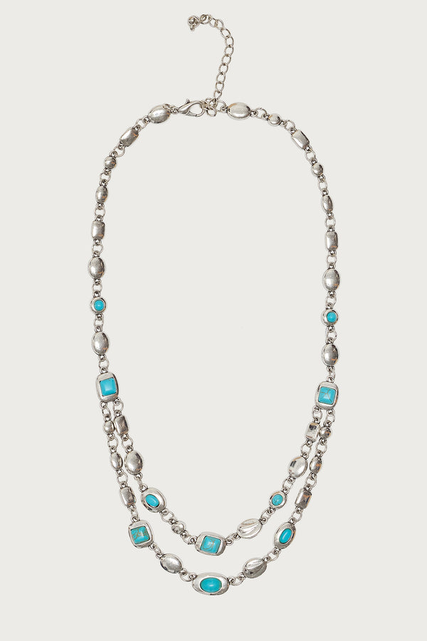 Mixed Gemstone Layered Necklace view 2