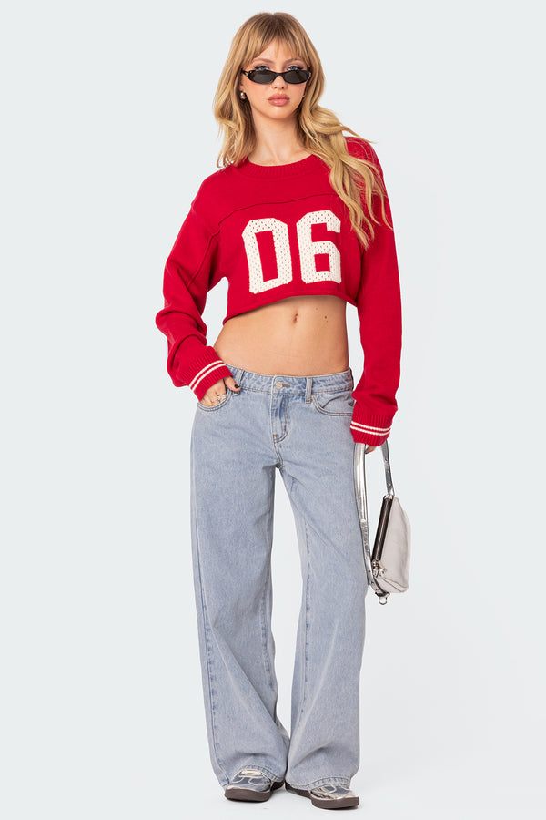 Varsity Cropped Sweater view 2