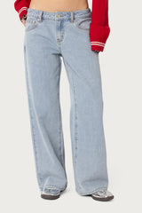 Petite Raelynn Washed Low Rise Baggy Jeans
