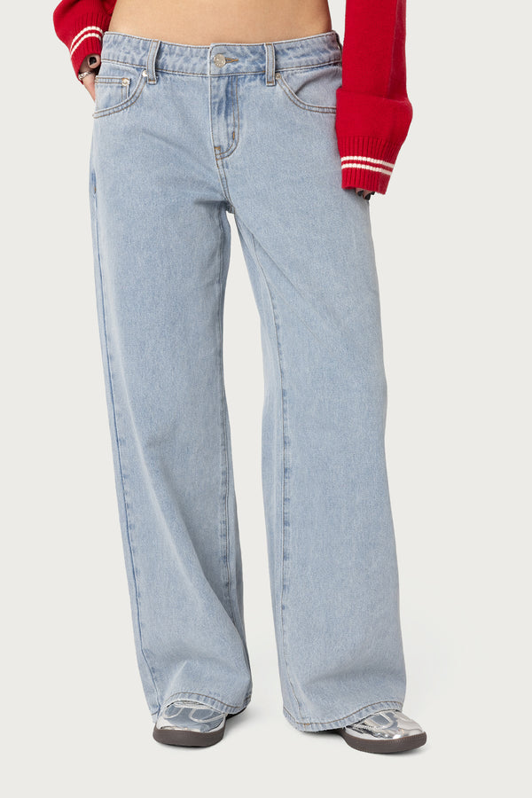 Petite Raelynn Washed Low Rise Baggy Jeans view 2