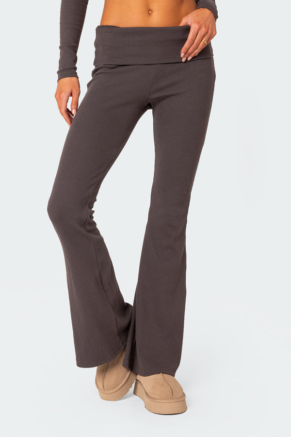 Coffee Break Ribbed Flare Leggings view 2