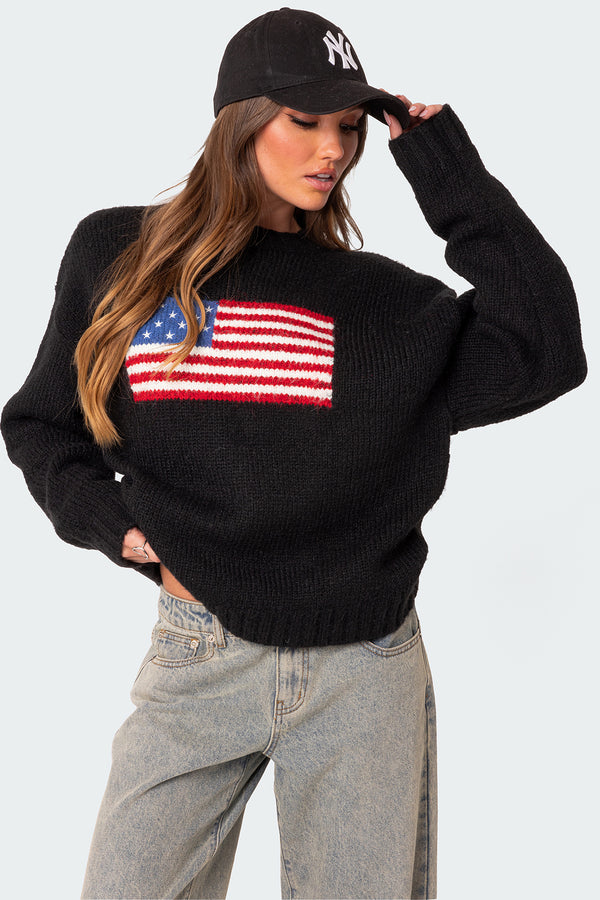 USA Oversized Chunky Knit Sweater view 1
