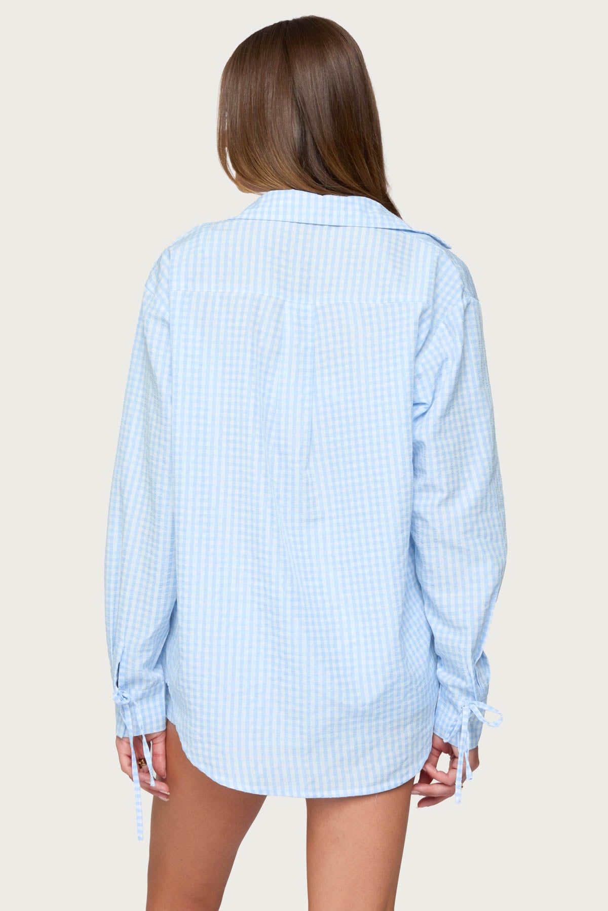 Yaffa Oversized Gingham Button Up Shirt