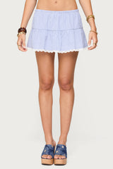 Dora Striped Linen Look Mini Skirt