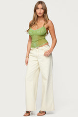 Azelia Beaded Sheer Mesh Top