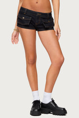 Cavella Stretchy Denim Micro Shorts