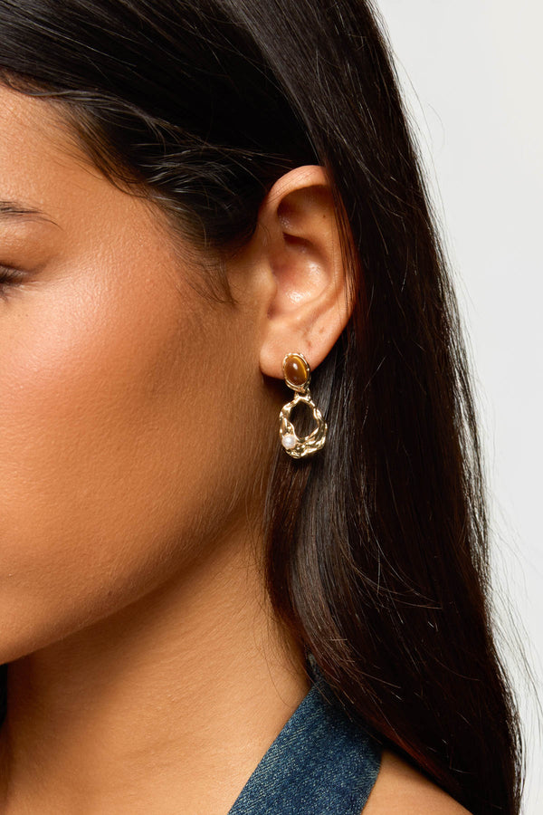 Faux Tiger Eye Abstract Earrings view 1