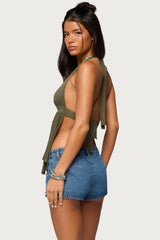 Skye Backless Split Front Halter Top
